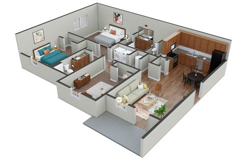 Honor Plus Two Bedroom Floor Plan  at MacArthur Park, Augusta, GA